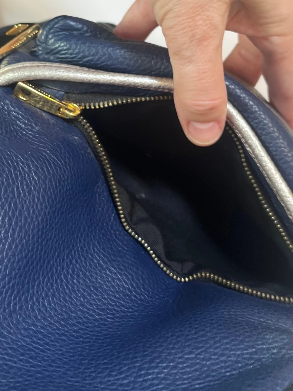 Marc Jacobs Varsity Pack Navy Leather  Backpack with Gold Hardware